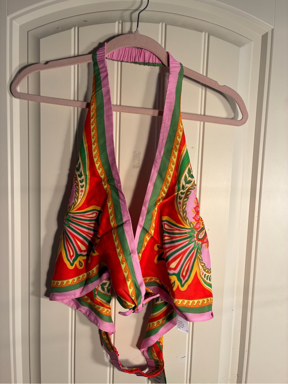 New FARM Rio Pink, Red & Green Halter Top Sz xl